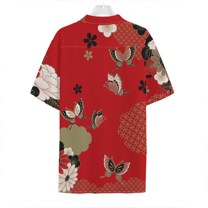 Japanese Flower Print Hawaiian Shirt