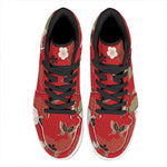 Japanese Flower Print High Top Leather Sneakers