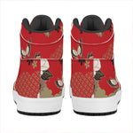 Japanese Flower Print High Top Leather Sneakers