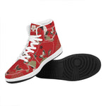 Japanese Flower Print High Top Leather Sneakers
