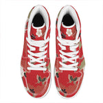 Japanese Flower Print High Top Leather Sneakers