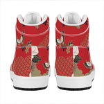 Japanese Flower Print High Top Leather Sneakers