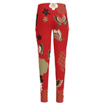 Japanese Flower Print High-Waisted Pocket Leggings