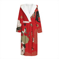 Japanese Flower Print Hooded Bathrobe