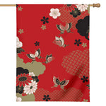Japanese Flower Print House Flag