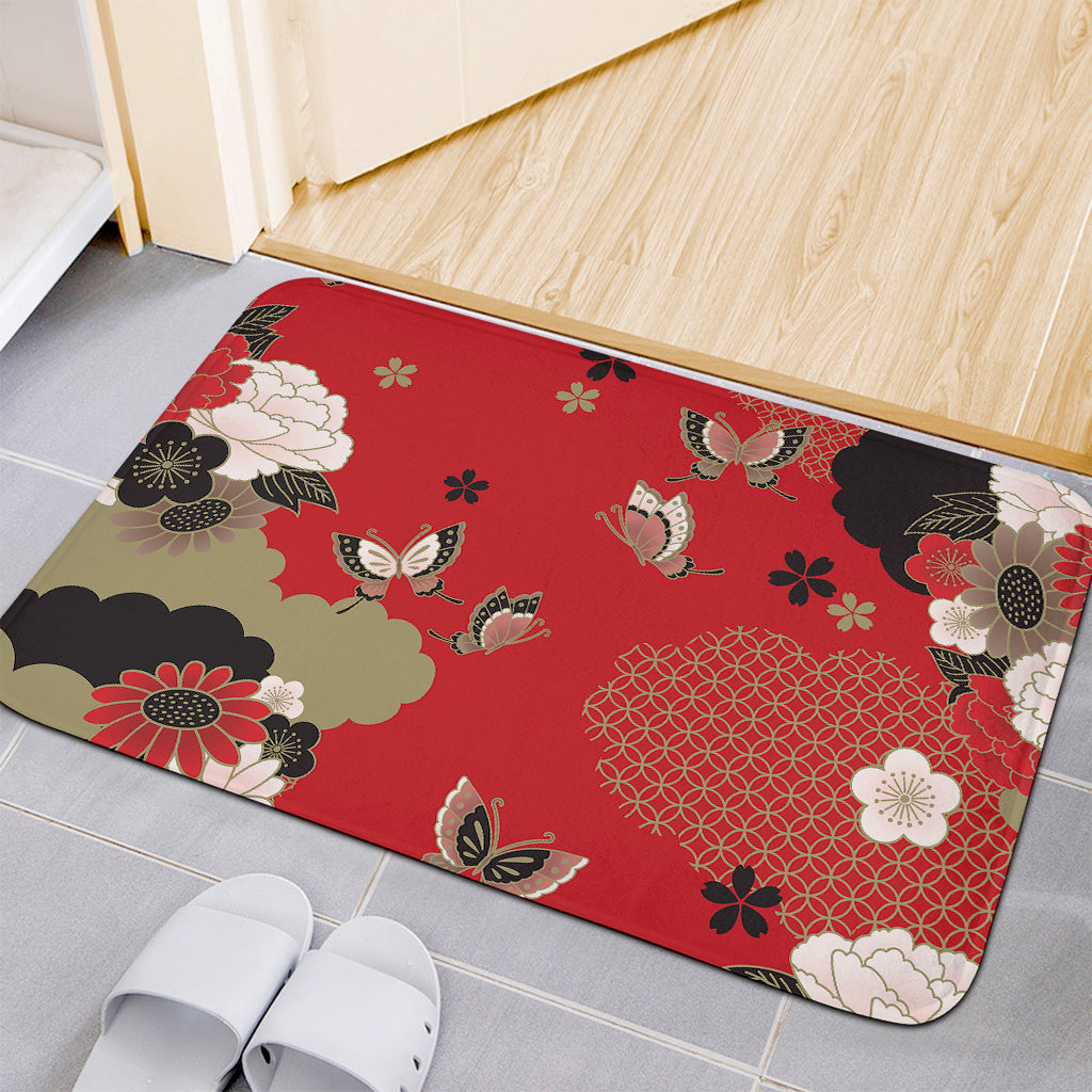 Japanese Flower Print Indoor Door Mat