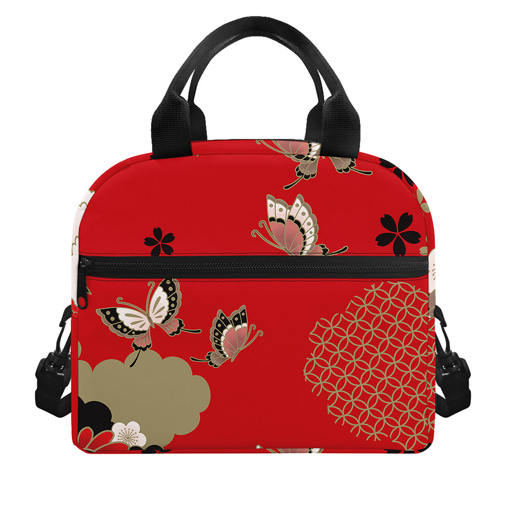 Japanese Flower Print Insulated Lunch Bag