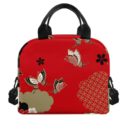 Japanese Flower Print Insulated Lunch Bag