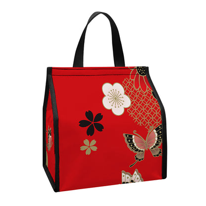 Japanese Flower Print Insulated Lunch Tote