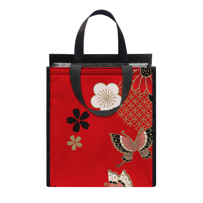 Japanese Flower Print Insulated Lunch Tote