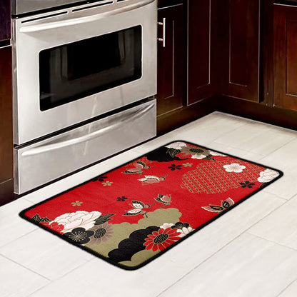 Japanese Flower Print Kitchen Mat