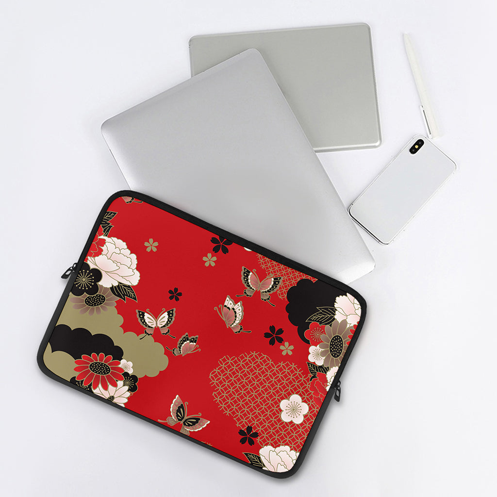 Japanese Flower Print Laptop Sleeve