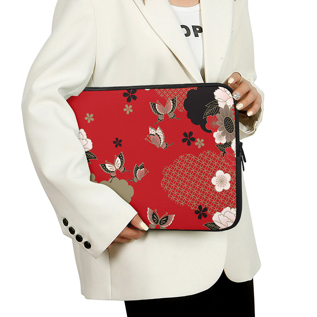 Japanese Flower Print Laptop Sleeve