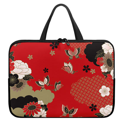 Japanese Flower Print Laptop Sleeve With Handle