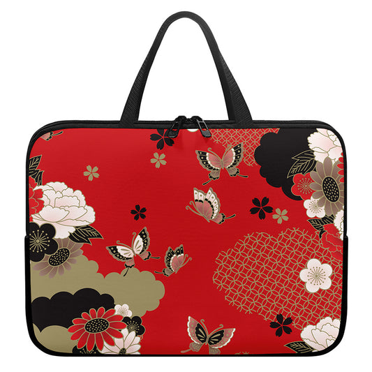 Japanese Flower Print Laptop Sleeve With Handle