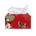 Japanese Flower Print Leather Tissue Box Cover