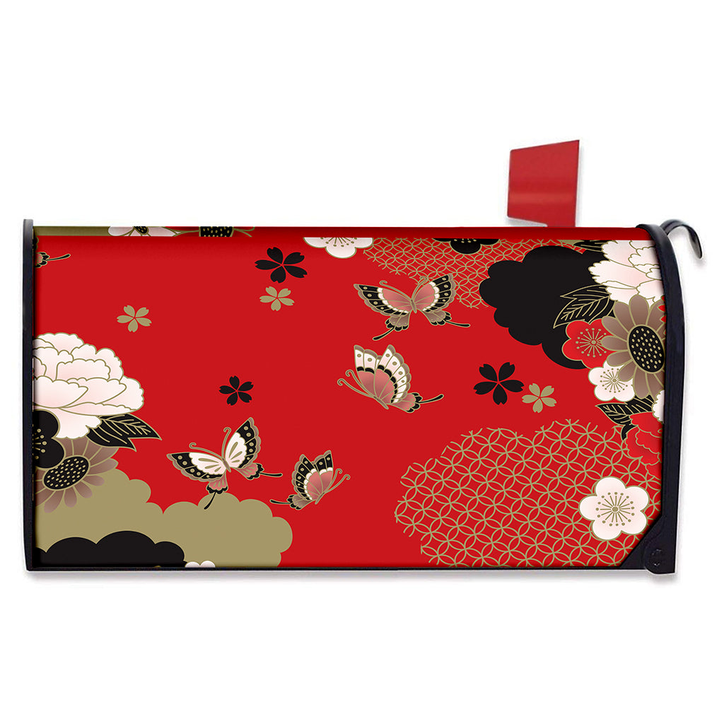 Japanese Flower Print Mailbox Cover