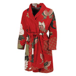 Japanese Flower Print Men's Bathrobe