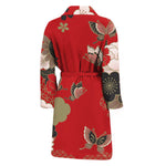 Japanese Flower Print Men's Bathrobe