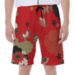 Japanese Flower Print Men's Beach Shorts
