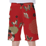Japanese Flower Print Men's Beach Shorts