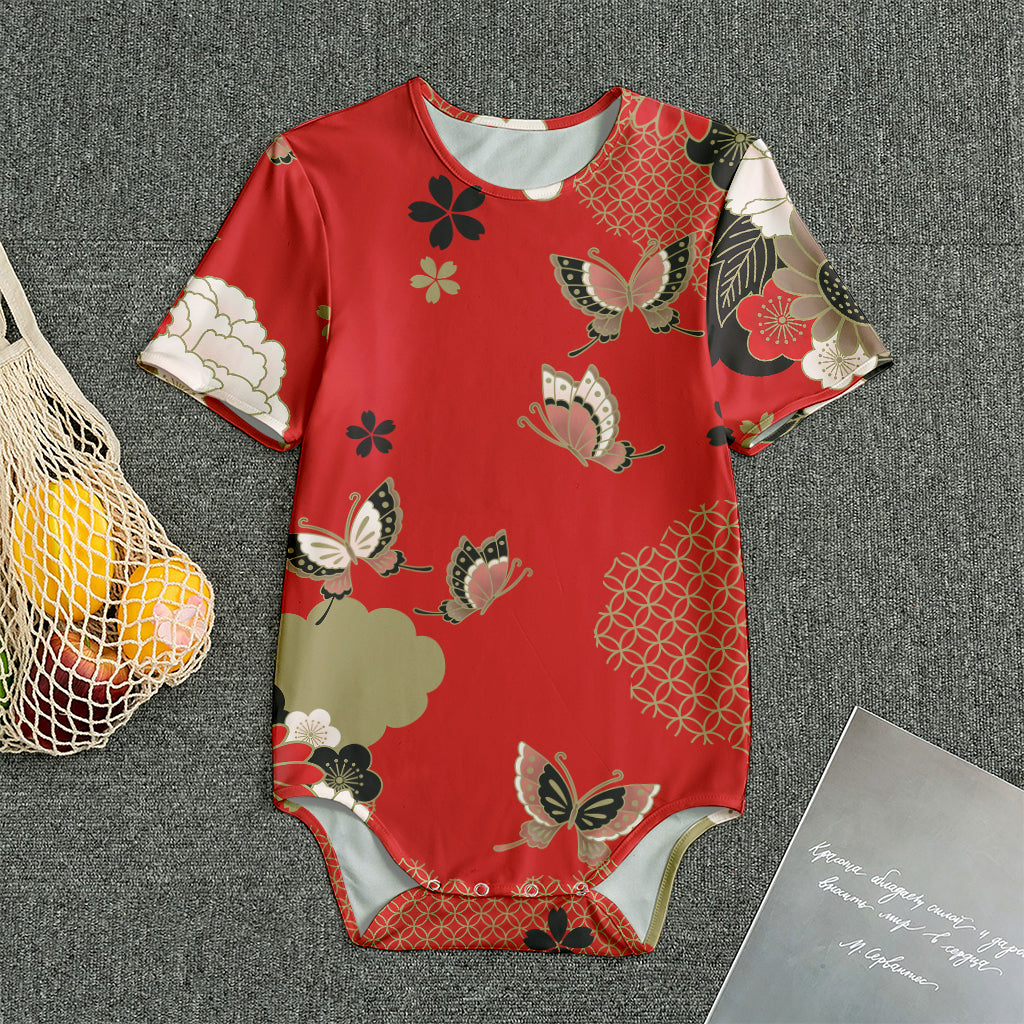 Japanese Flower Print Men's Bodysuit