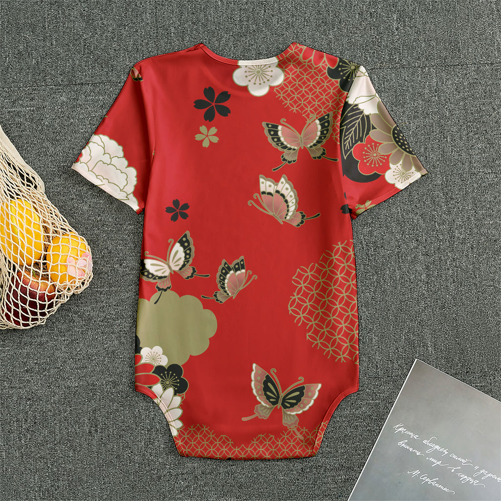 Japanese Flower Print Men's Bodysuit