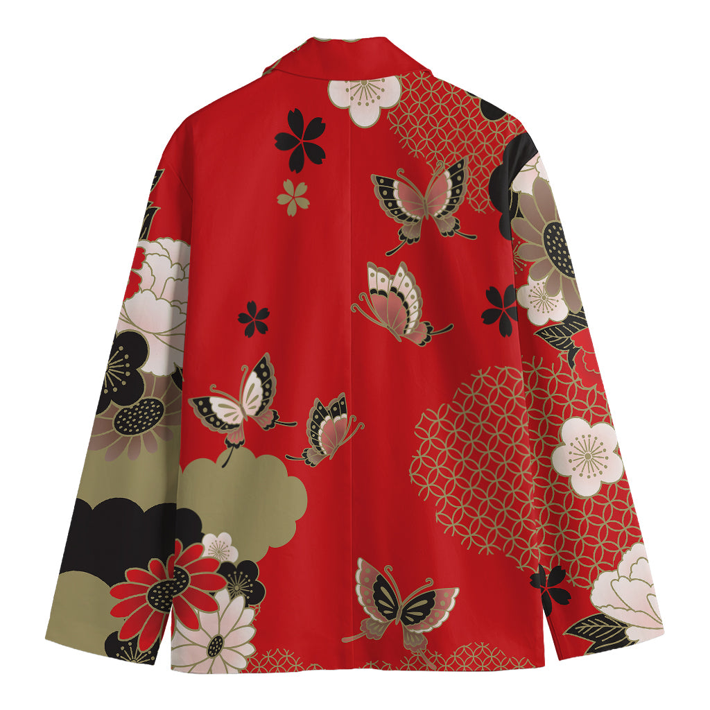 Japanese Flower Print Men's Cotton Blazer