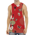 Japanese Flower Print Men's Muscle Tank Top