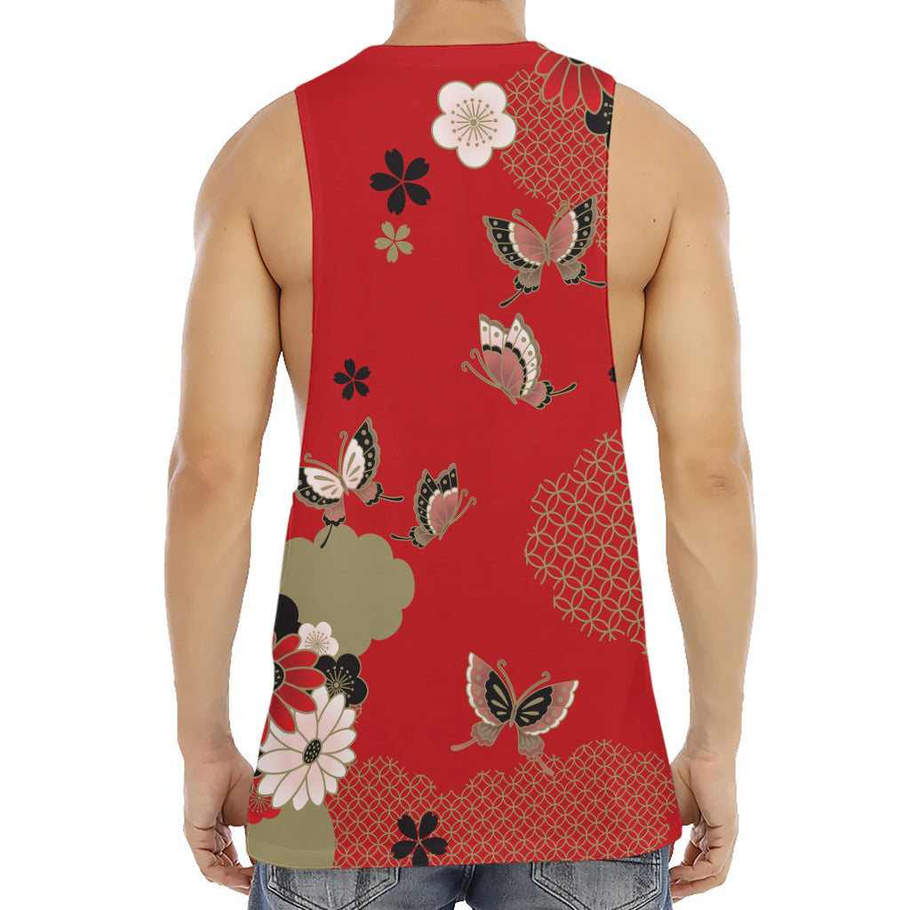 Japanese Flower Print Men's Muscle Tank Top