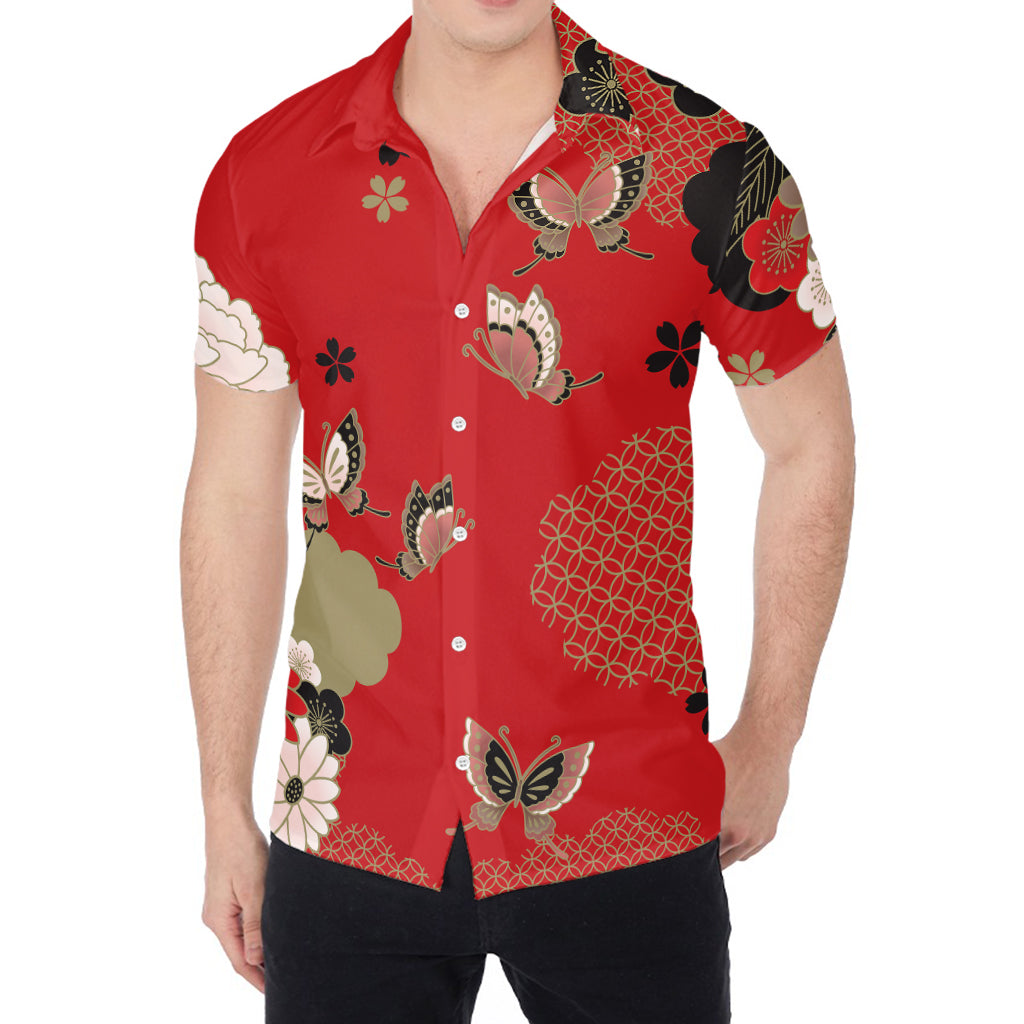 Japanese Flower Print Men's Shirt