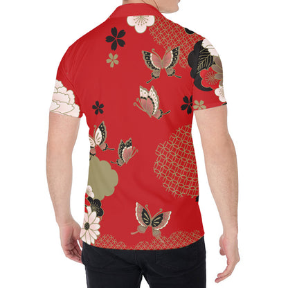 Japanese Flower Print Men's Shirt