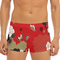 Japanese Flower Print Men's Short Boxer Briefs