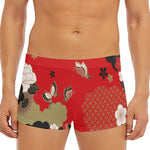Japanese Flower Print Men's Short Boxer Briefs