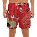 Japanese Flower Print Men's Split Running Shorts