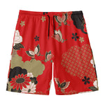 Japanese Flower Print Men's Swim Trunks
