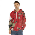 Japanese Flower Print Men's Velvet Pullover Hoodie