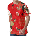 Japanese Flower Print Men's Velvet T-Shirt