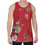 Japanese Flower Print Men's Velvet Tank Top