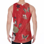 Japanese Flower Print Men's Velvet Tank Top