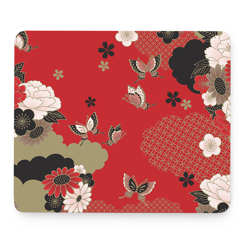 Japanese Flower Print Mouse Pad