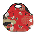 Japanese Flower Print Neoprene Lunch Bag