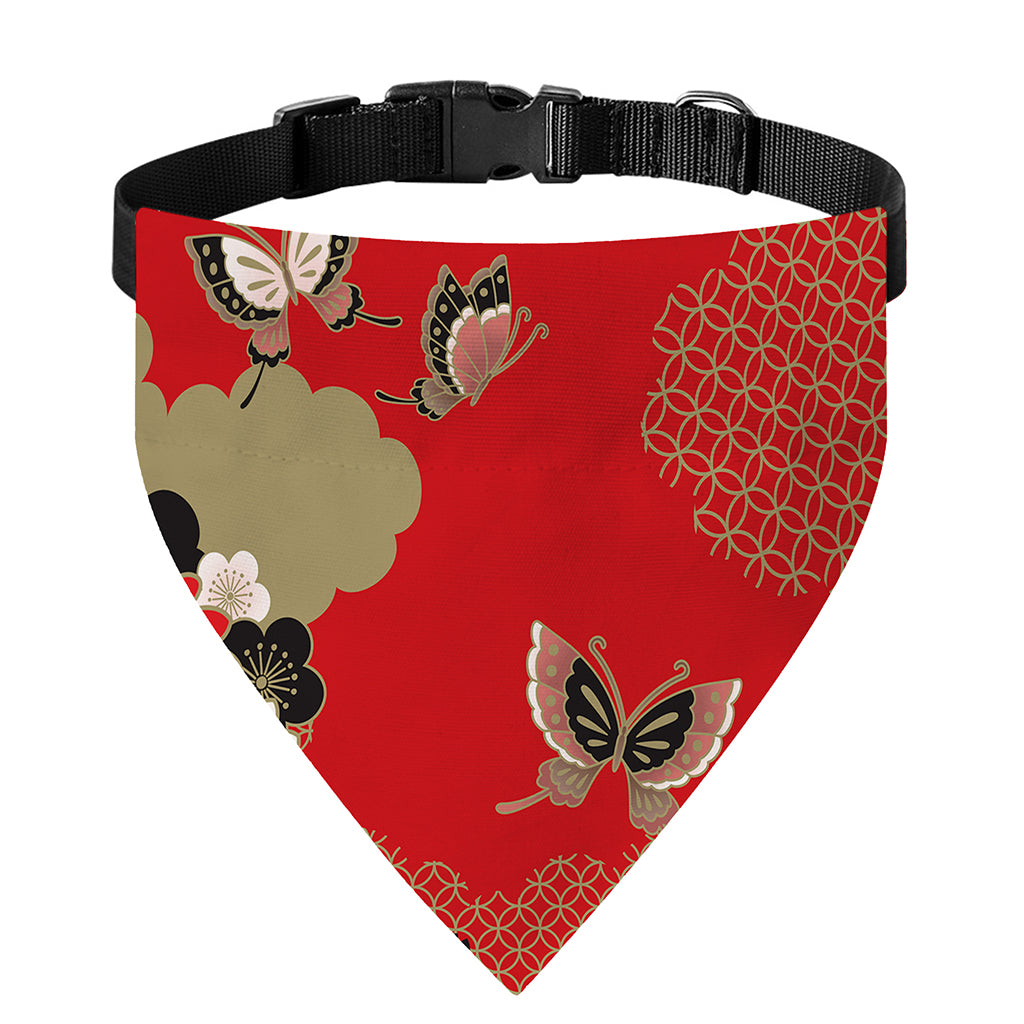 Japanese Flower Print Over The Collar Dog Bandana