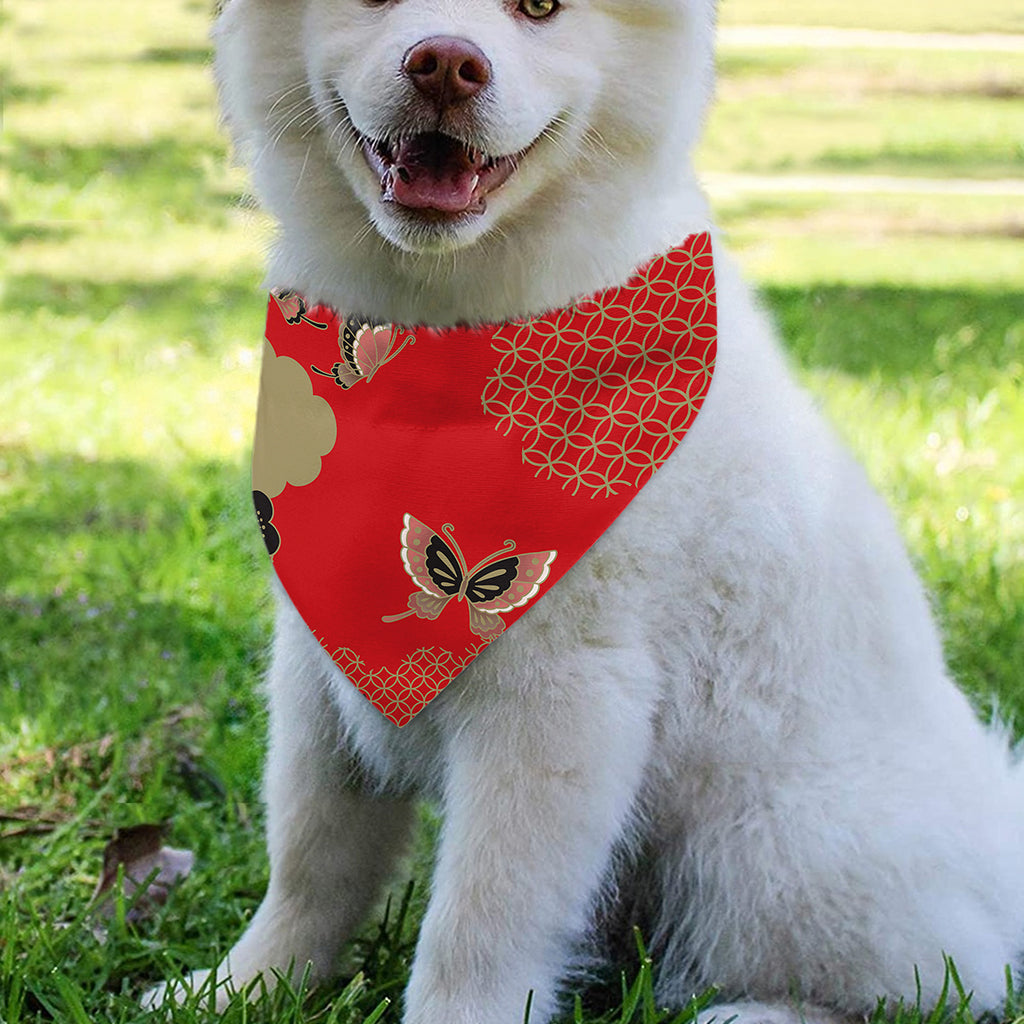 Japanese Flower Print Over The Collar Dog Bandana