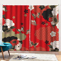 Japanese Flower Print Pencil Pleat Curtains