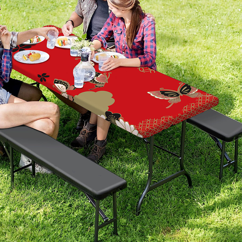 Japanese Flower Print Picnic Table Cover