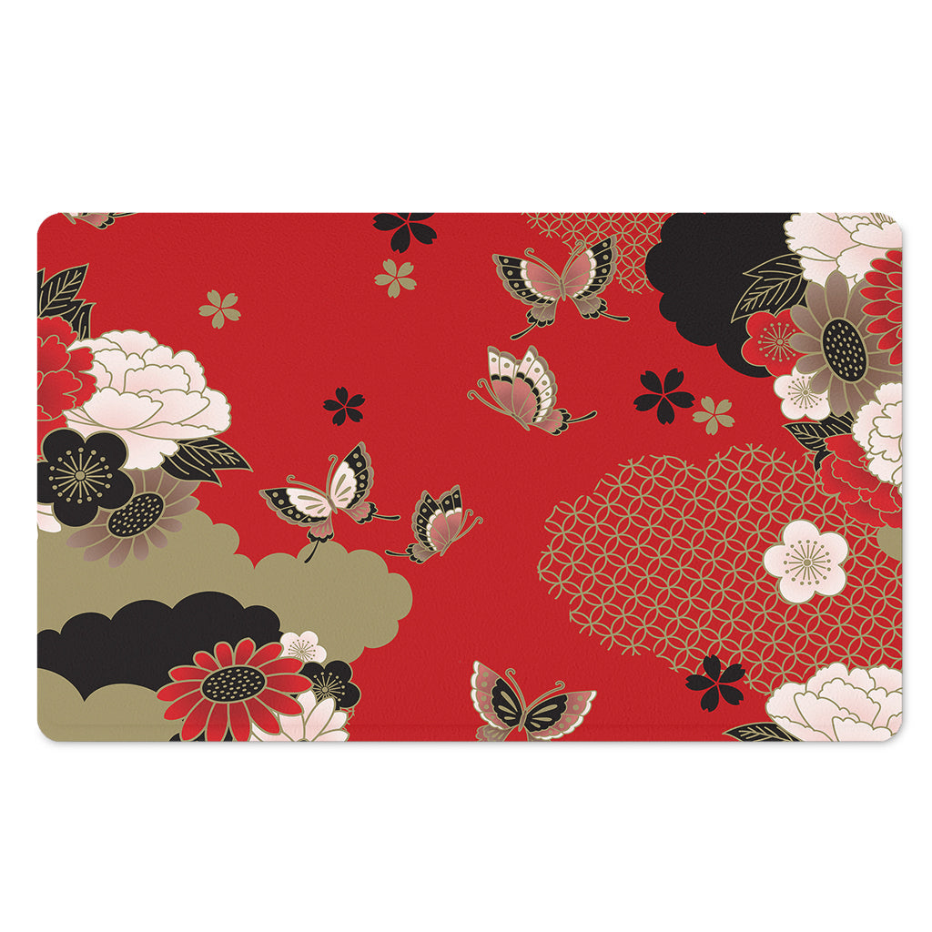 Japanese Flower Print Polyester Doormat