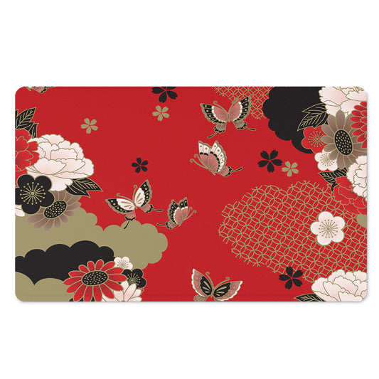 Japanese Flower Print Polyester Doormat