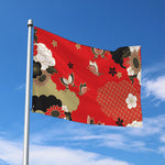 Japanese Flower Print Polyester Flag