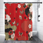 Japanese Flower Print Premium Shower Curtain